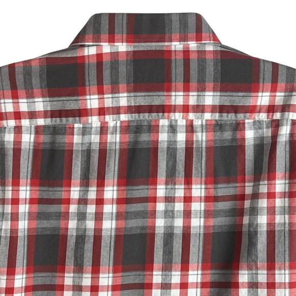 Untuckit Plaid Button-Up Shirt XL 100% Cotton Red Gray Long Sleeve Soft - Picture 4 of 9